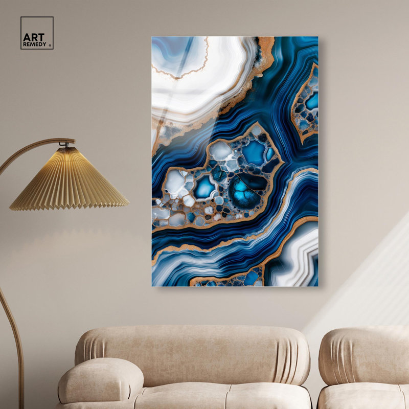 Art mural en acrylique Azure Blue Alveoli I par Art Remedy, prêt à être accroché, H 45 po x l 30 po