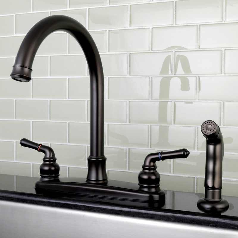 Naples Double Handle Kitchen Faucet with Side Spray, Oil Rubbed Bronze