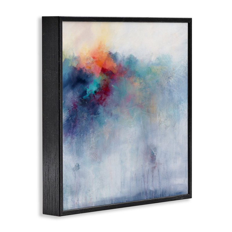 Estampe numérique en cascade colorée encadrée par Karen Hale, H 12 po x l 12 po, Giclée encadrée noir minuit