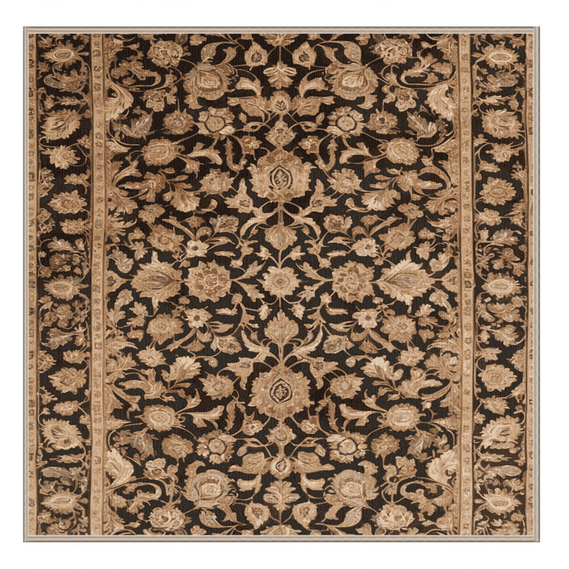 Tapis beige lavable à la machine, Carré 8 pi