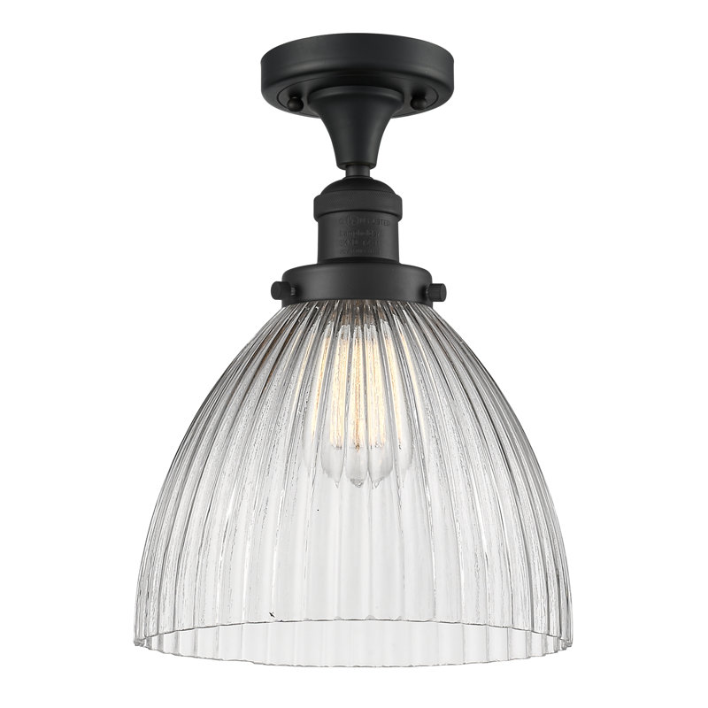 Kody Glass Semi Flush Mount, No Bulb Included, Matte Black