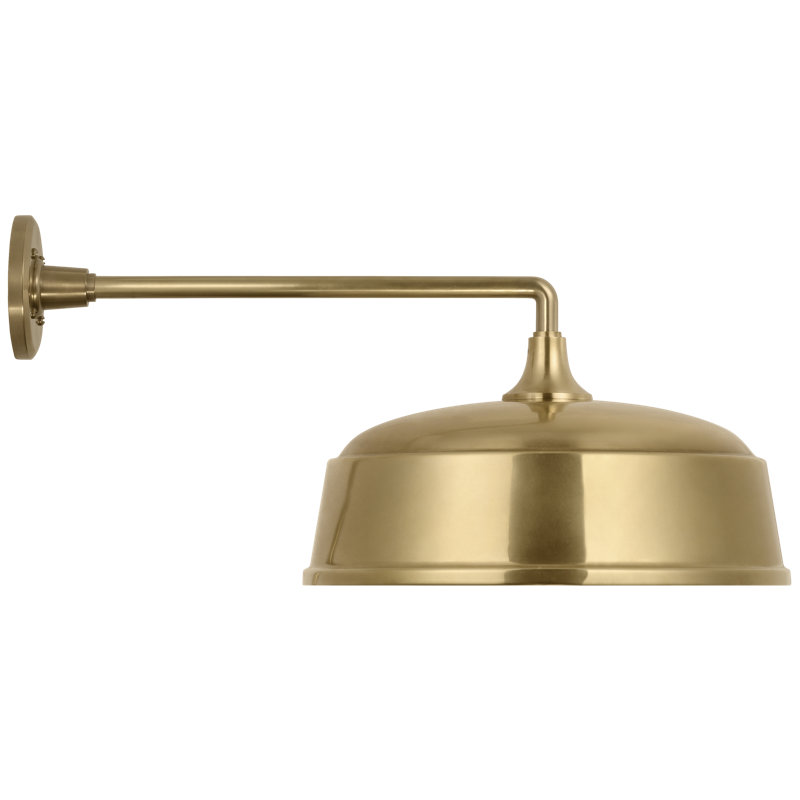 Thomas O'Brien, "Academy 17.5" Mack Barn Light in Hand-Rubbed Antique Brass with 12.5" Rockhouse Shade
