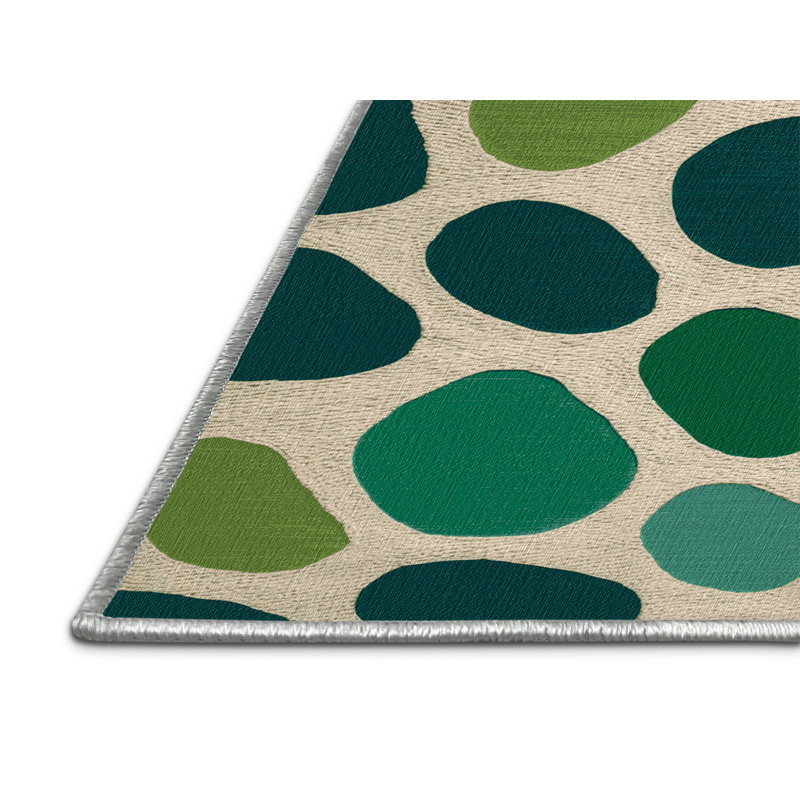 Washable Beach glass greens Nautical Area Rug, Square 7'