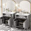 Meuble-lavabo de 60 po gris avec lavabos doubles, support de rangement et tablette ajustable-766944223