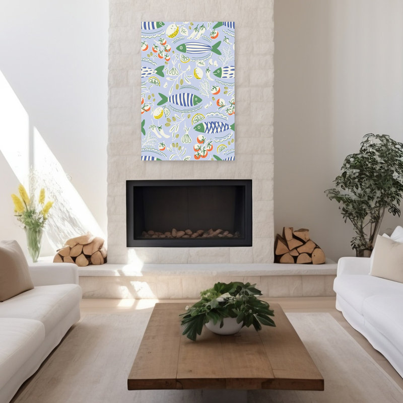 Art mural contemporain, poisson méditerranéen, H 48 po x l 32 po