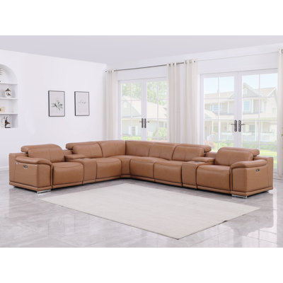 Canapé modulaire inclinable symétrique en cuir italien Thijmen