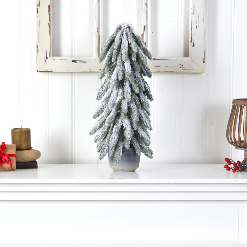 Arbre de Noël artificiel floqué, H 21 po x l 12 po x P 12 po