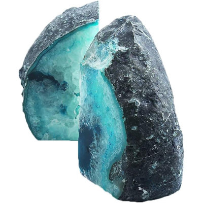 Bookends Heavy Duty Stone Book Ends Decorative Bookend Holder Home Office Decor With Rubber Bumpers Teal 1 Pair, 2-3 LBS