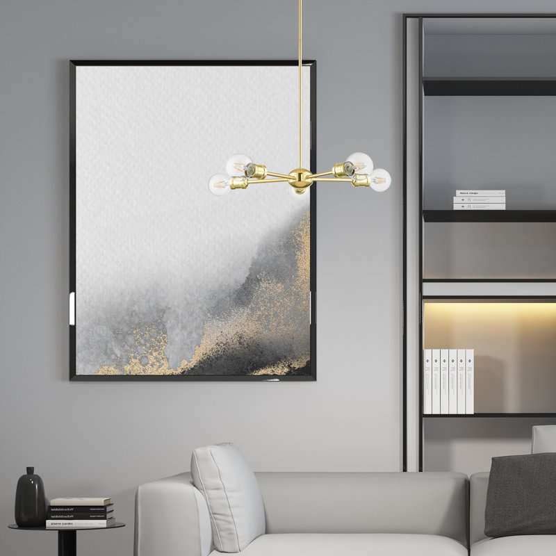 Lustre sphérique Spoutnik à 5 lumières, Laiton poli