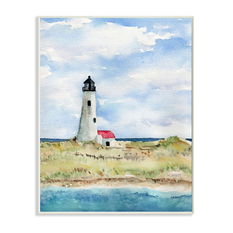 Phare sur la péninsule, paysage côtier doux, H 15 po x l 10 po, Plaque murale