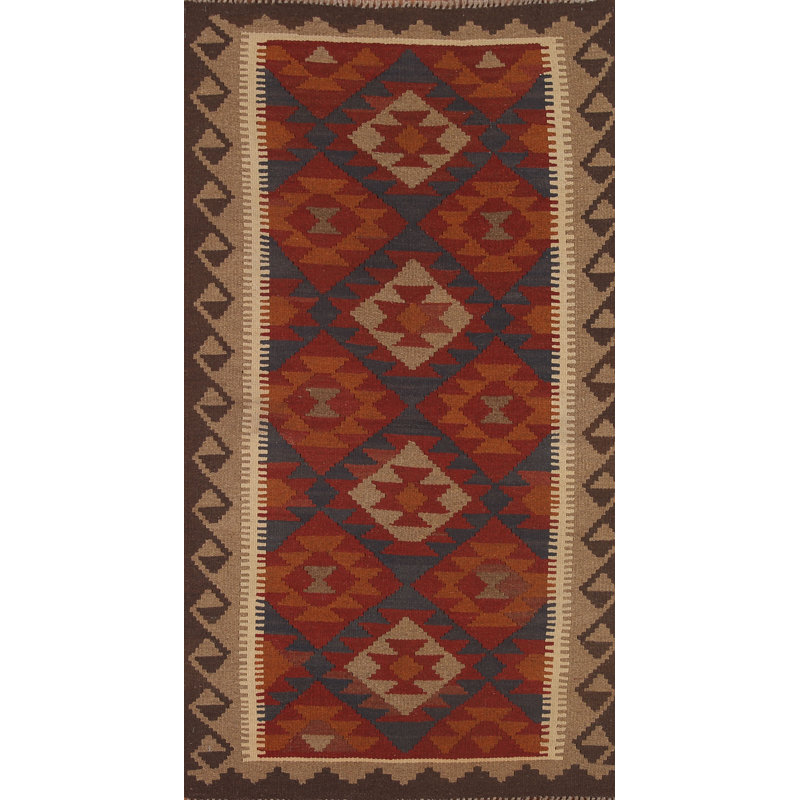 Kilim Reversible Wool Runner Rug 3x7