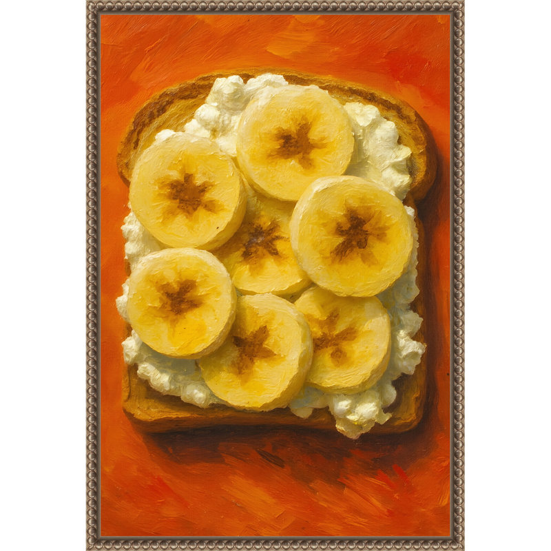 Toast avec fromage et banane par Hugo, reproduction d'art sur toile encadrée, 16 x 23