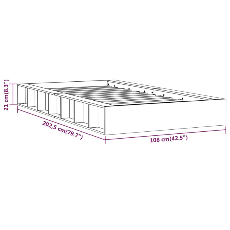 Bed Frame Solid Wood, European Single (90 x 200cm), White