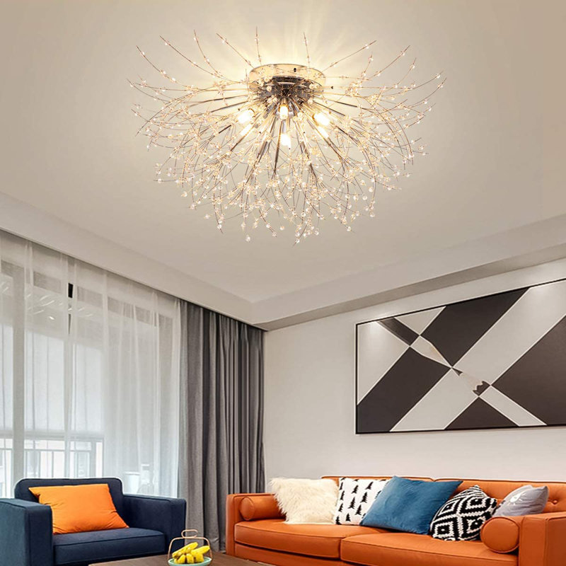Angstrom 6-Light 62cm Crystal Flush Mount, Chrome