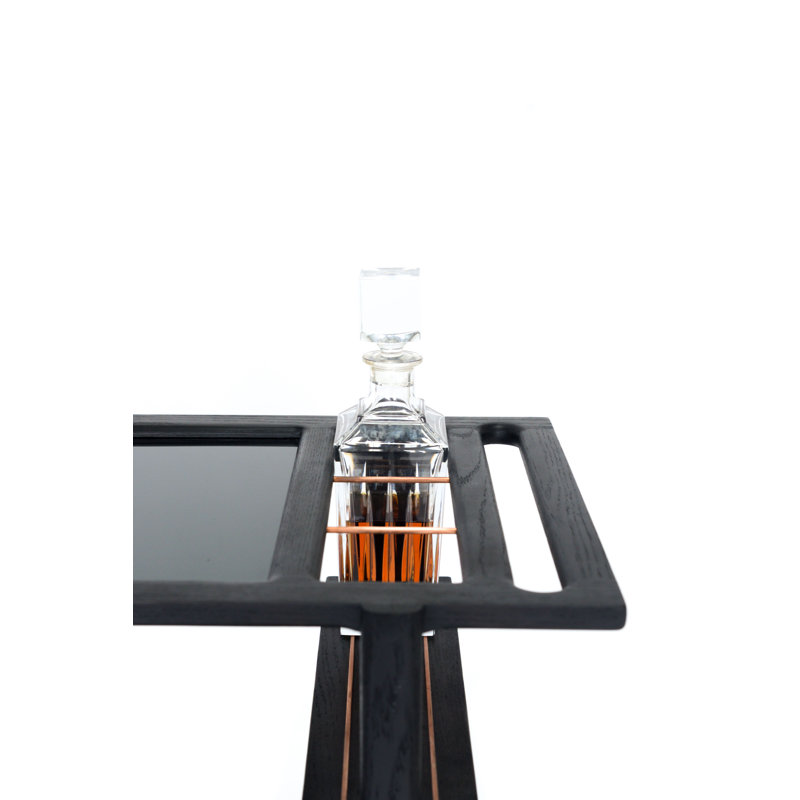 Bar Cart, Ebonized Oak/Copper