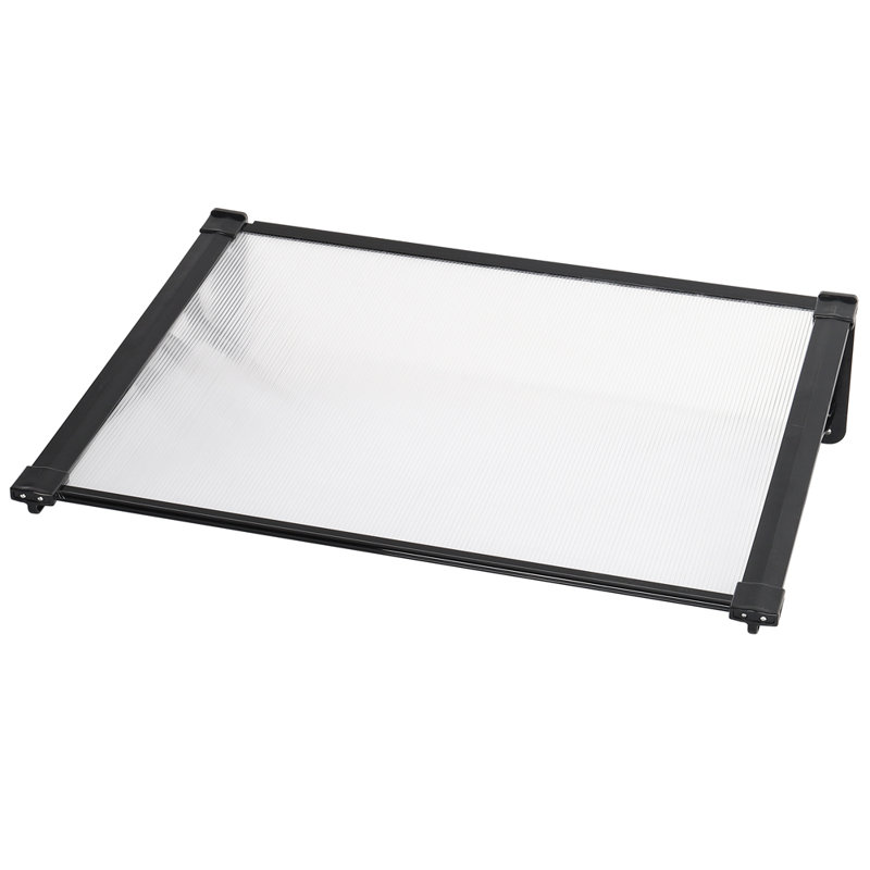 Dakota Fields 150cm W x 90cm D Metal Cover Retractable Door / Window Awning, Black