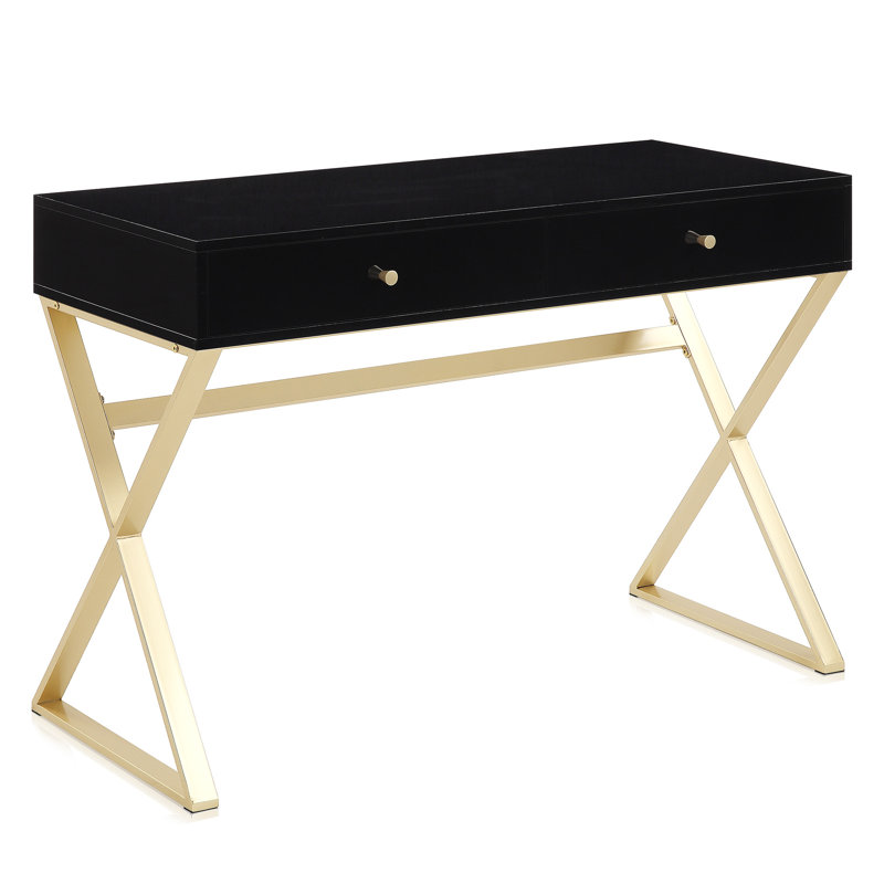 Lepido Computer Desk, Black/Gold