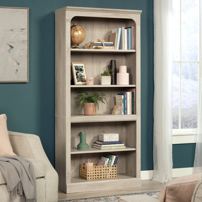 Bibliothèque de rangement divers à 5 tablettes en châtaignier craie