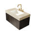 Comptoir en pierre frittée de 36 po à motif avec lavabo rectangulaire encastré en céramique, trois trous de robinet standard, trou de trop-plein, conception épaissie pour la durabilité, couleur principale beige, profondeur 35,32 po, 18,89 po