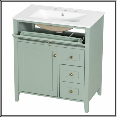 Meuble-lavabo avec lavabo, 3 tiroirs et tablette réglable