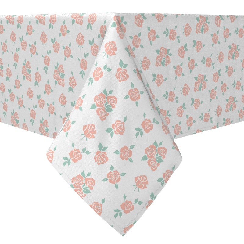 Rectangular Floral Cotton Twill Tablecloth