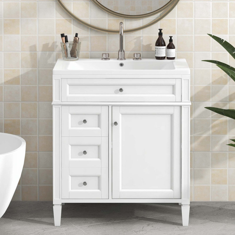 Windrim 30'' Single Bathroom Vanity  with Top Sink, White