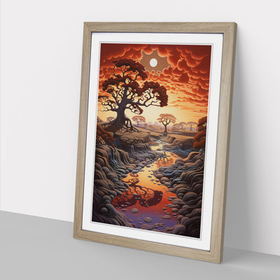 Landscape Tachisme No.2 - Single Picture Frame Print on Wood