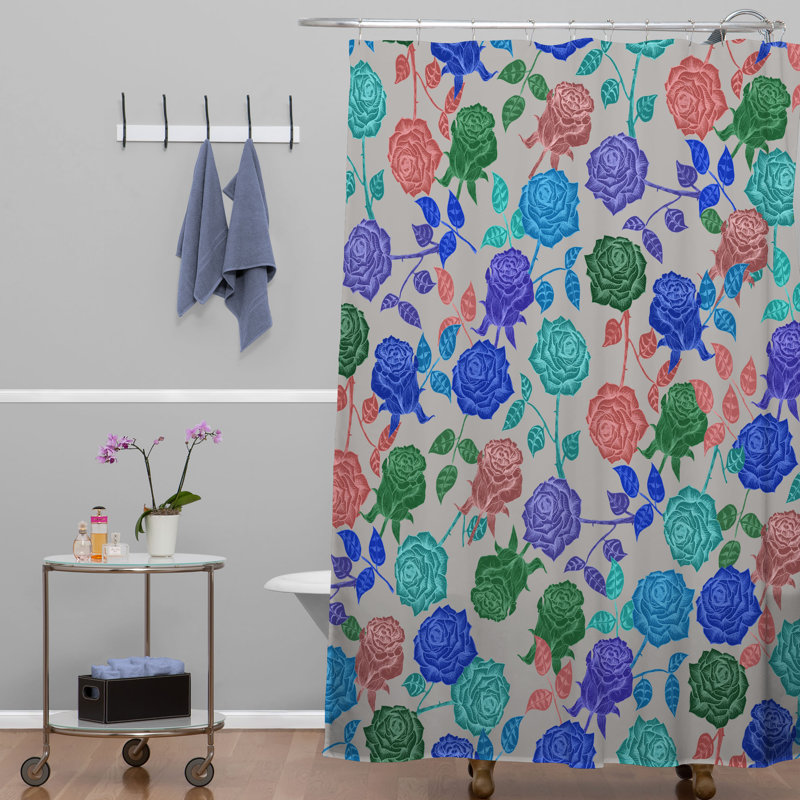 Rideau de douche simple roses, Roses bleues