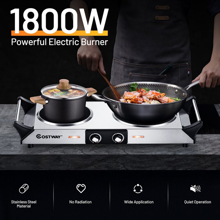 Electric Cast Iron Burner Portable Stove Top Double Hot Plate