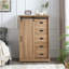 Commode 5 tiroirs avec porte de grange coulissante, commode haute style campagne 5 tiroirs, commode de rangement