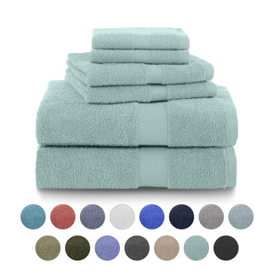 Martex 6 Piece Luxury Cotton Towel Set, 2 Bath Towels, 2 Hand Towels, 2 Washcloths 500 GSM 100% Ring Spun Cotton Highly Absorbent Soft Towels for Bathroom For Everyday Use, Hotel & Spa
