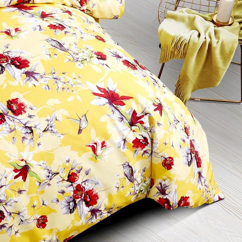 Polyester Floral Duvet Cover, King Duvet Cover + 2 Pillow Cases