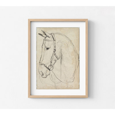 «Horse In Bridle S croquis II» par Jennifer Parker, reproduction de croquis encadrée de Marnay, impression de dessins de chevaux, décoration murale équestre, impression de croquis de cowboy