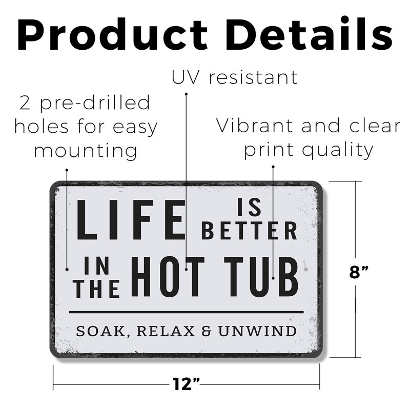 «Life Is Better In The Hot Tub» (paquet de 2) 8 po x 12 po