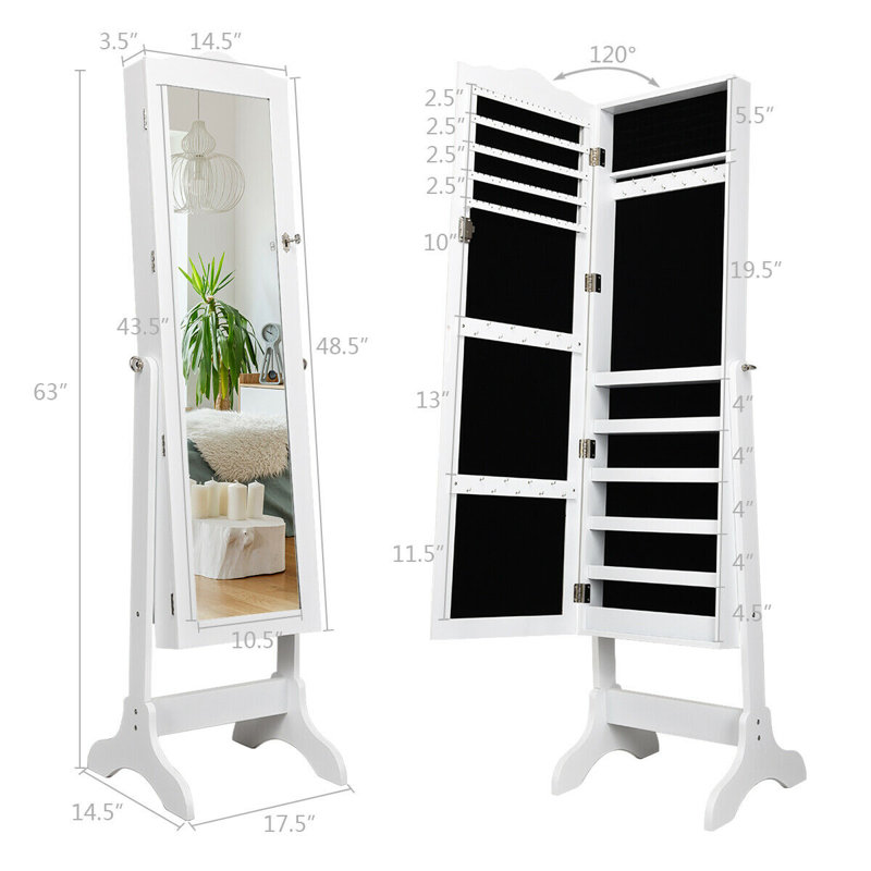 Armoire à bijoux avec miroir Ayssa, Blanc