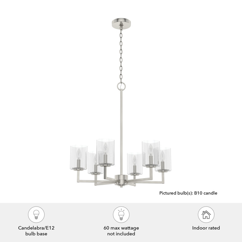Kerrison 6 - Light Unique Classic Chandelier, Brushed Nickel