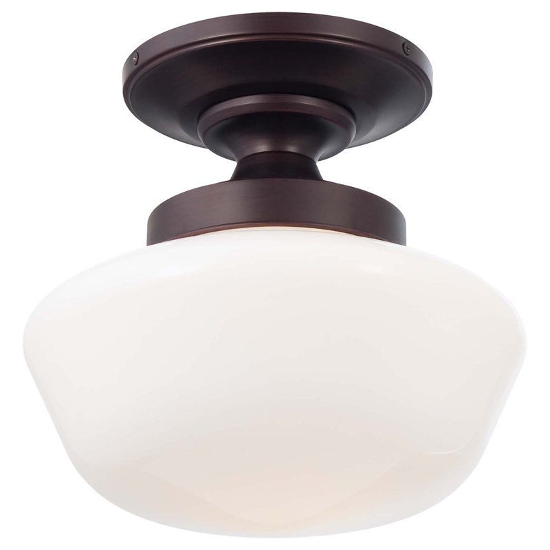 Plafonnier semi-encastré en forme de bol simple à 1 lumière de 12 po Chapp, Bronze brossé
