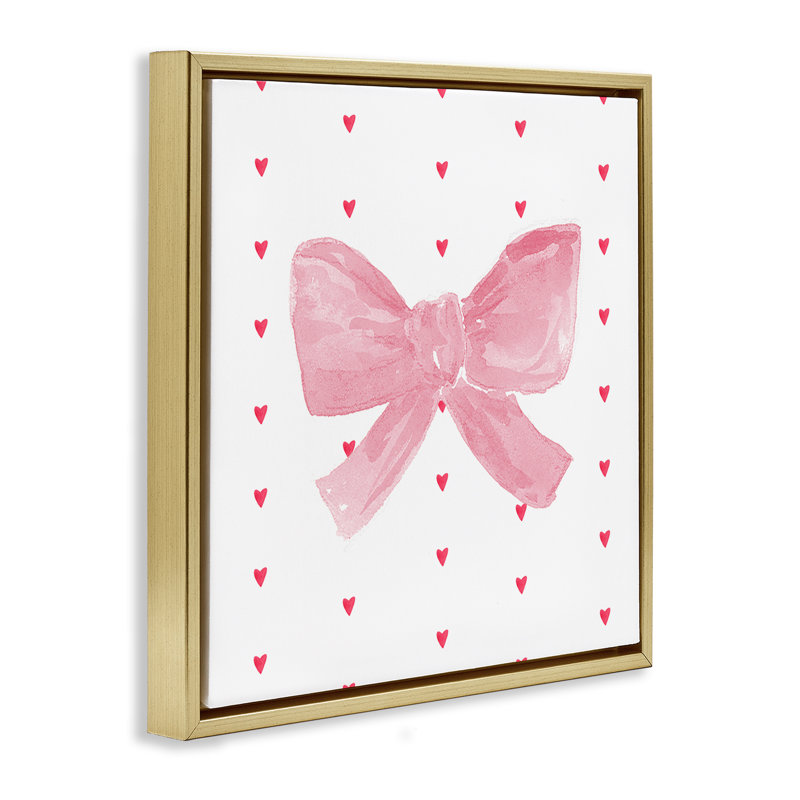 Cadre flottant rose à nœuds sur cœurs, design par Lucille Price, Cadre flottant métallique doré, H 18 po x l 18 po