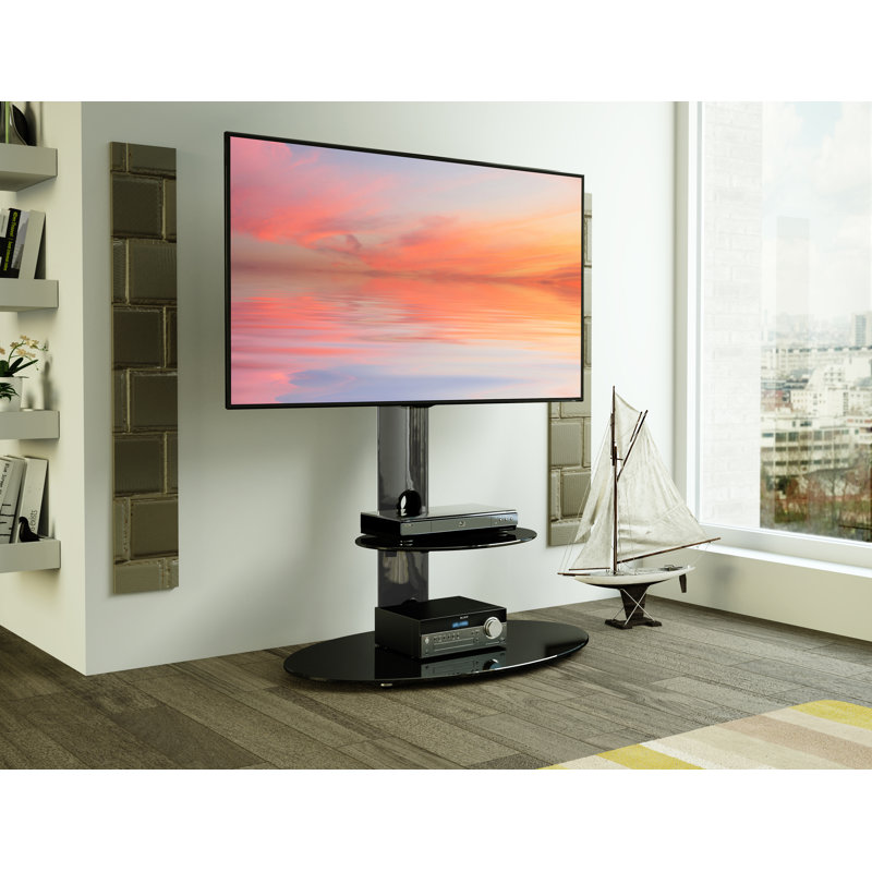 Unfinished TV Stand for TVs up to 65", Black / Black Glass 