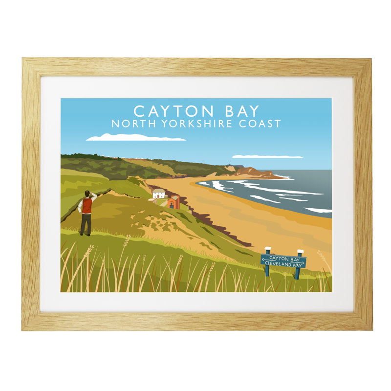 Cayton Bay by Richard O'Neil - Print, 33.5 cm H x 43.5 cm W x 2.2 cm D, Oak Wood Frame