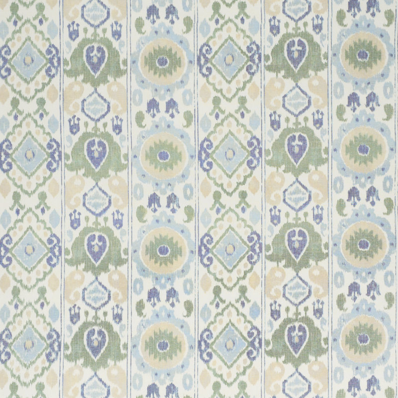 Tissu ikat élisia, Vert et bleu