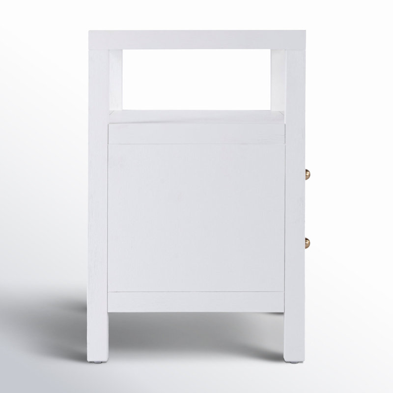 Nora 2-Drawer Nightstand, Textured White