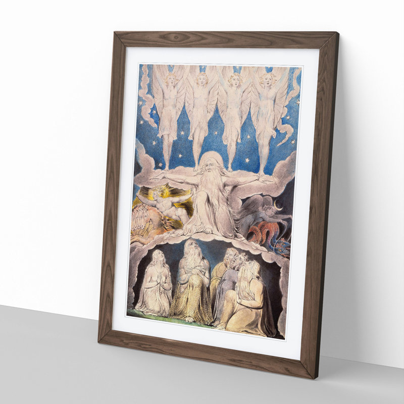 When the Morning Stars Sang Together Butts Set by William Blake - Picture Frame Painting, Walnut, 65cm H x 48cm W x 2cm D