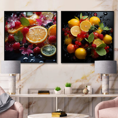 Expressive Colors Expressive Growth Fruit - Fruits Square Collage Set Of 2