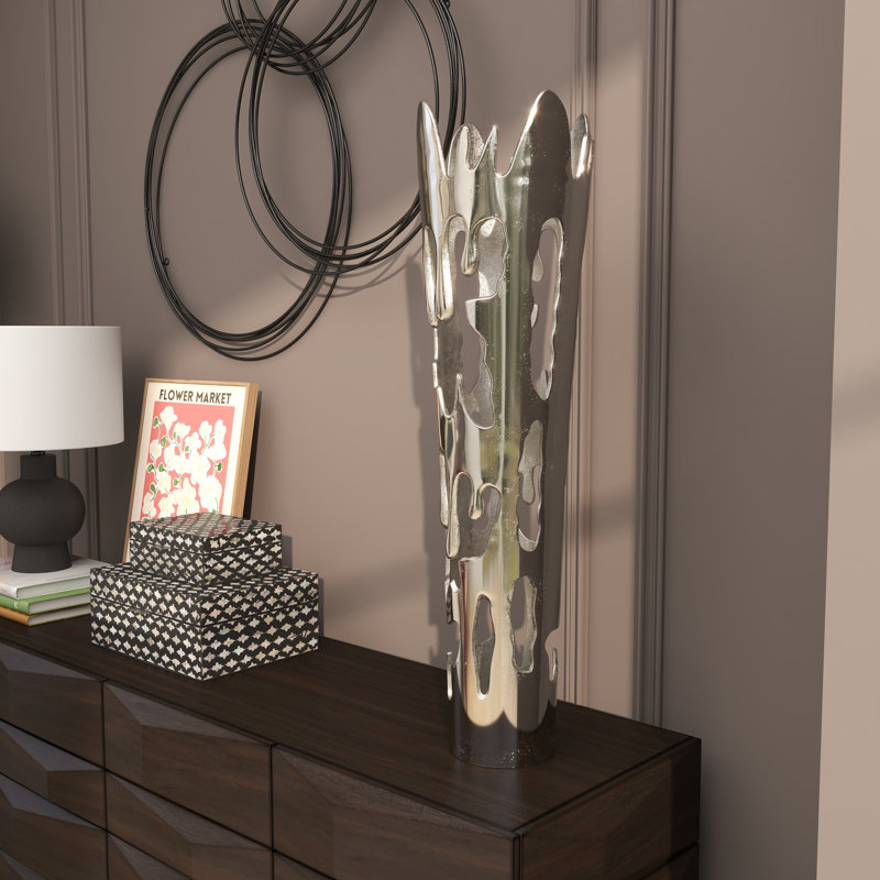 Moderna Aluminum Floor Vase, Silver