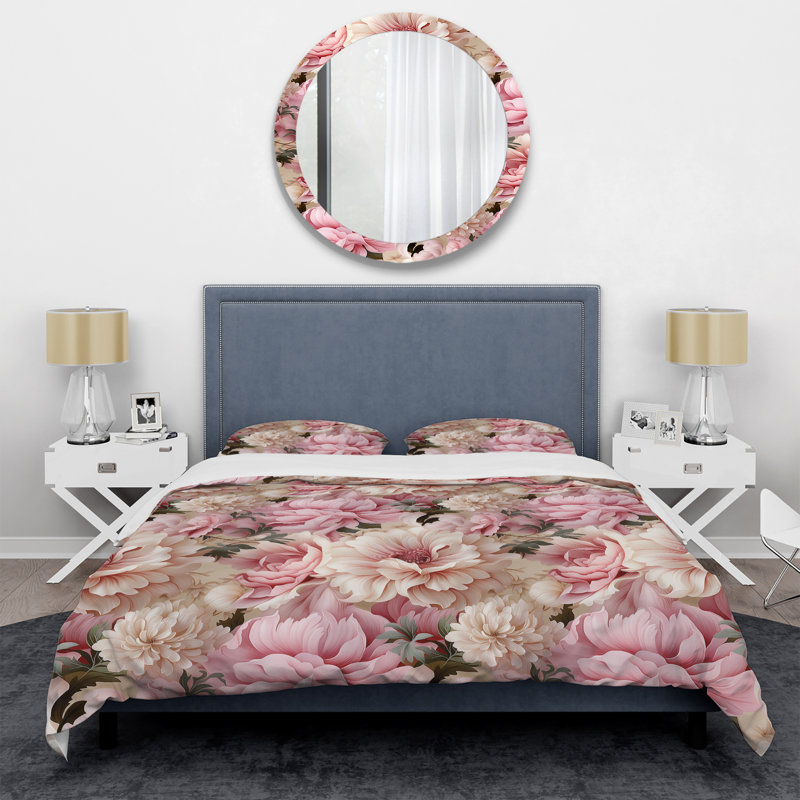 Ethereal Rococo Flourish Victorian Pattern XX Floral Duvet Cover, Queen Duvet Cover + 2 Standard Shams