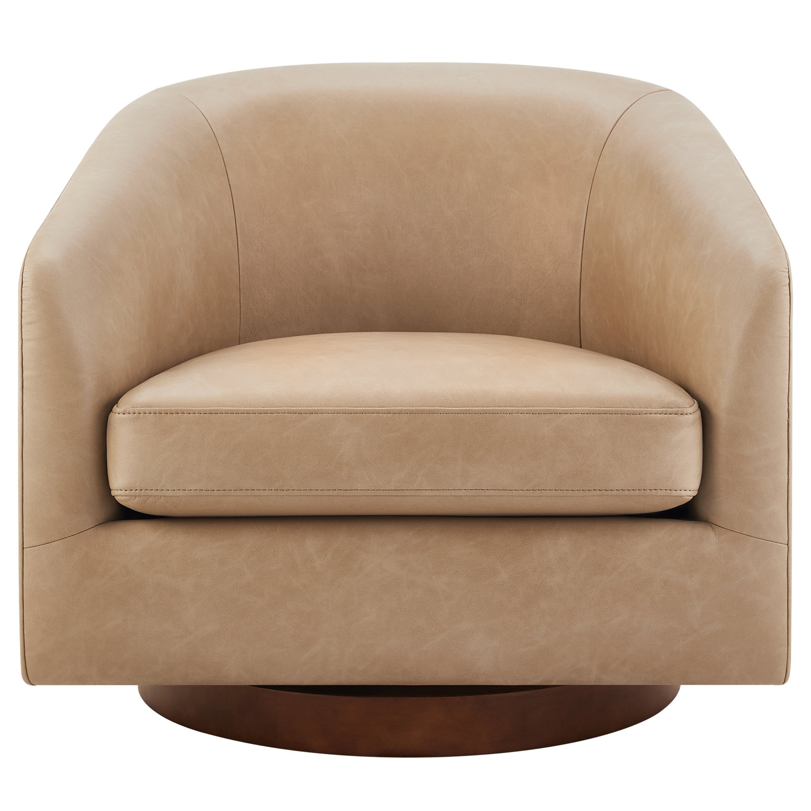 Bennett Faux Leather Swivel Barrel Chair (Set of 2), Copley Tan
