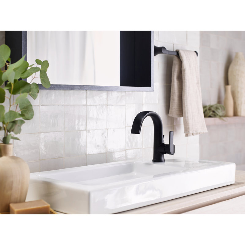 Doux Single Hole Bathroom Faucet with Drain Assembly, Brushed Nickel