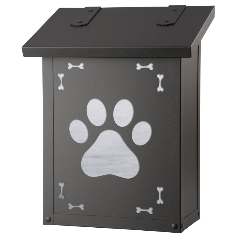 Boîte aux lettres murale Dog Paw, Blanc vaporeux, Noir texturé