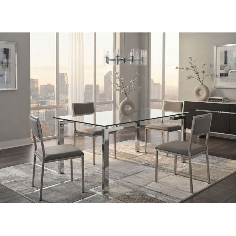 Table de salle à manger Mandela, H 30 po x L 59 po x l 35,5 po, Argent argent